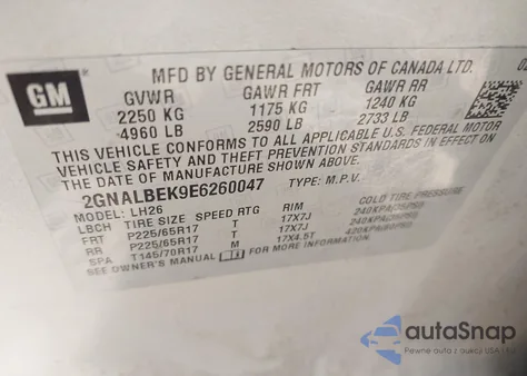 2014 Chevrolet Equinox 1Lt from USA, damaged, VIN 2GNALBEK9E6260047